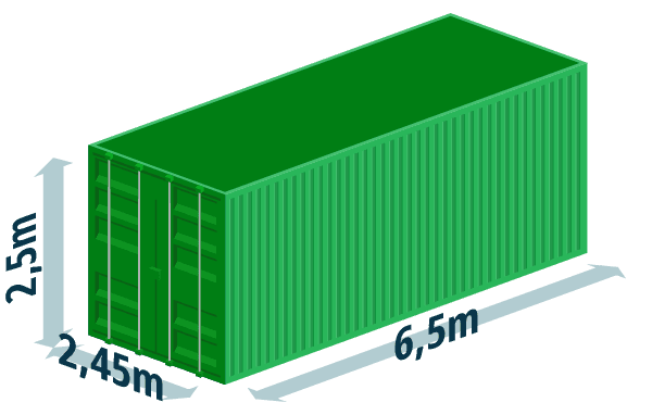 Caixa Grande de 40m³ — 6,5m × 2,45m × 2,50m