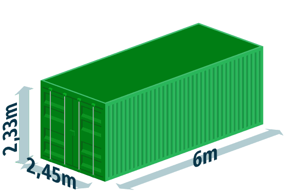 Caixa Média de 35m³ — 6,0m × 2,45m × 2,33m